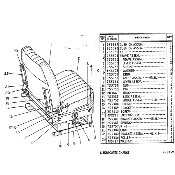 Ansamblu scaun operator reglabil Caterpillar 5S-0045