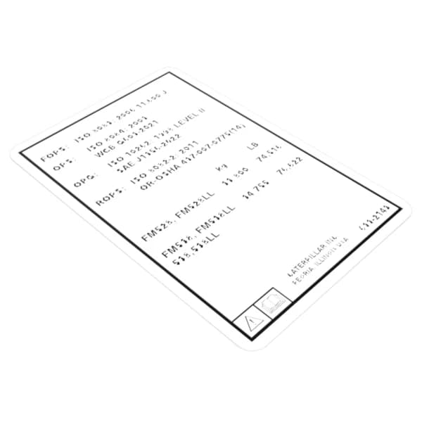 Autocolant informativ structura protectie rasturnare Caterpillar 633-2143
