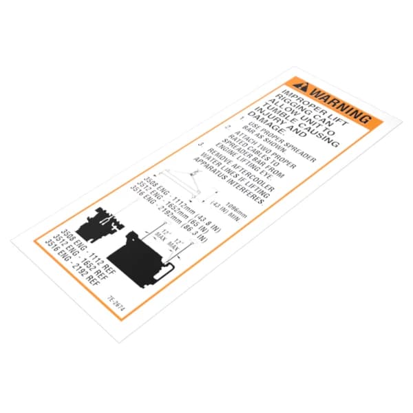 Autocolant avertizare ridicare motor Caterpillar 7E-2674