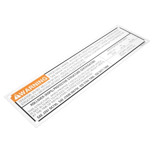 Placa avertizare ROPS Caterpillar 198-8997