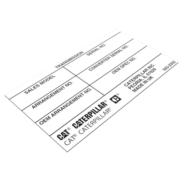 Placa identificare transmisie Caterpillar 593-3352